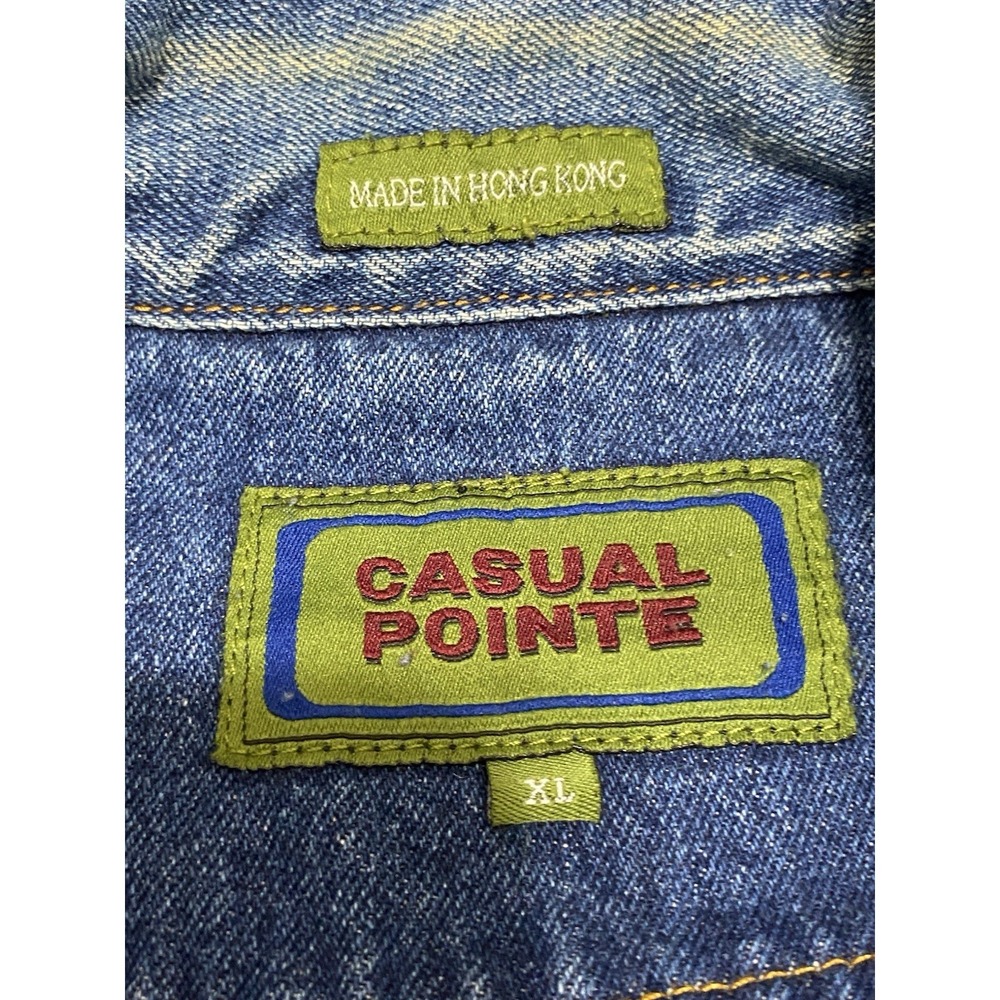 Casual Pointe Mens Denim Trucker Jacket Blue XL Vintage Relaxed Fit Cotton - Picture 3 of 12
